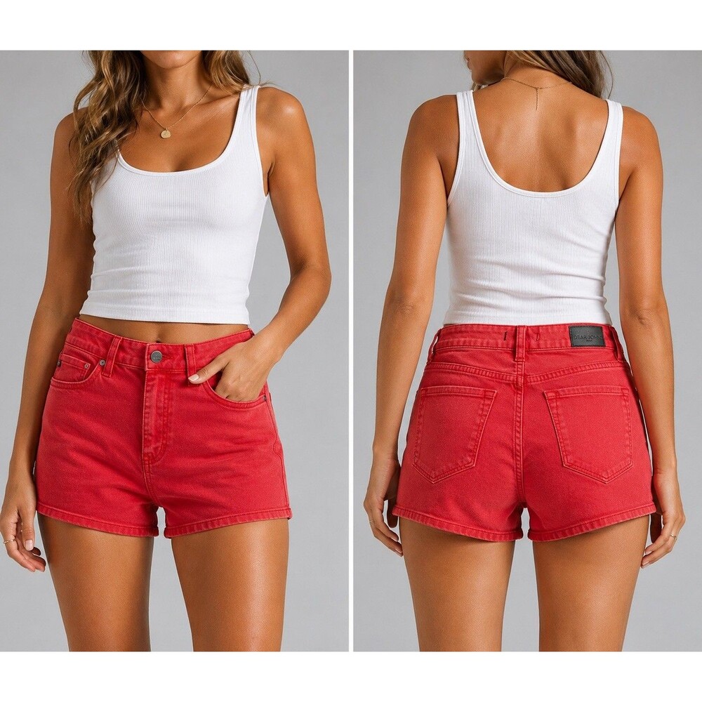Dear John Hampton Comfort Short Womens 30 Red Cuffed Chino Preppy Coastal